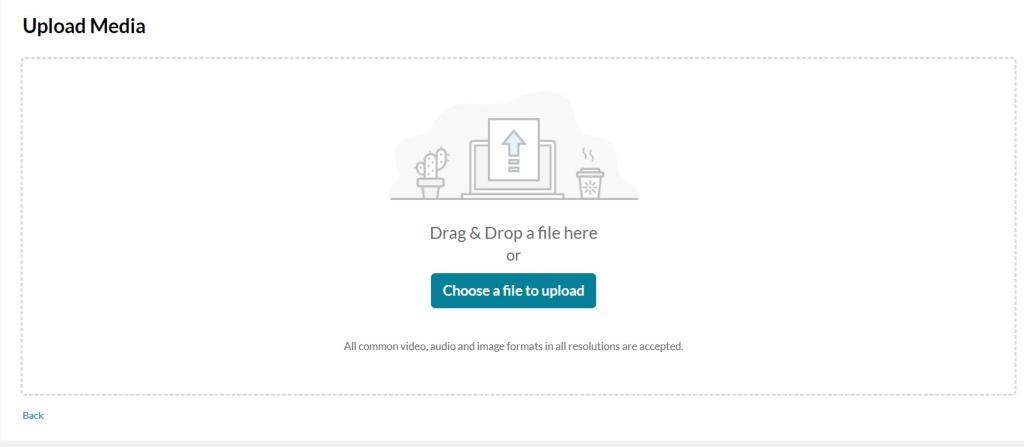 Drag and drop screen to add a file or a button to upload it